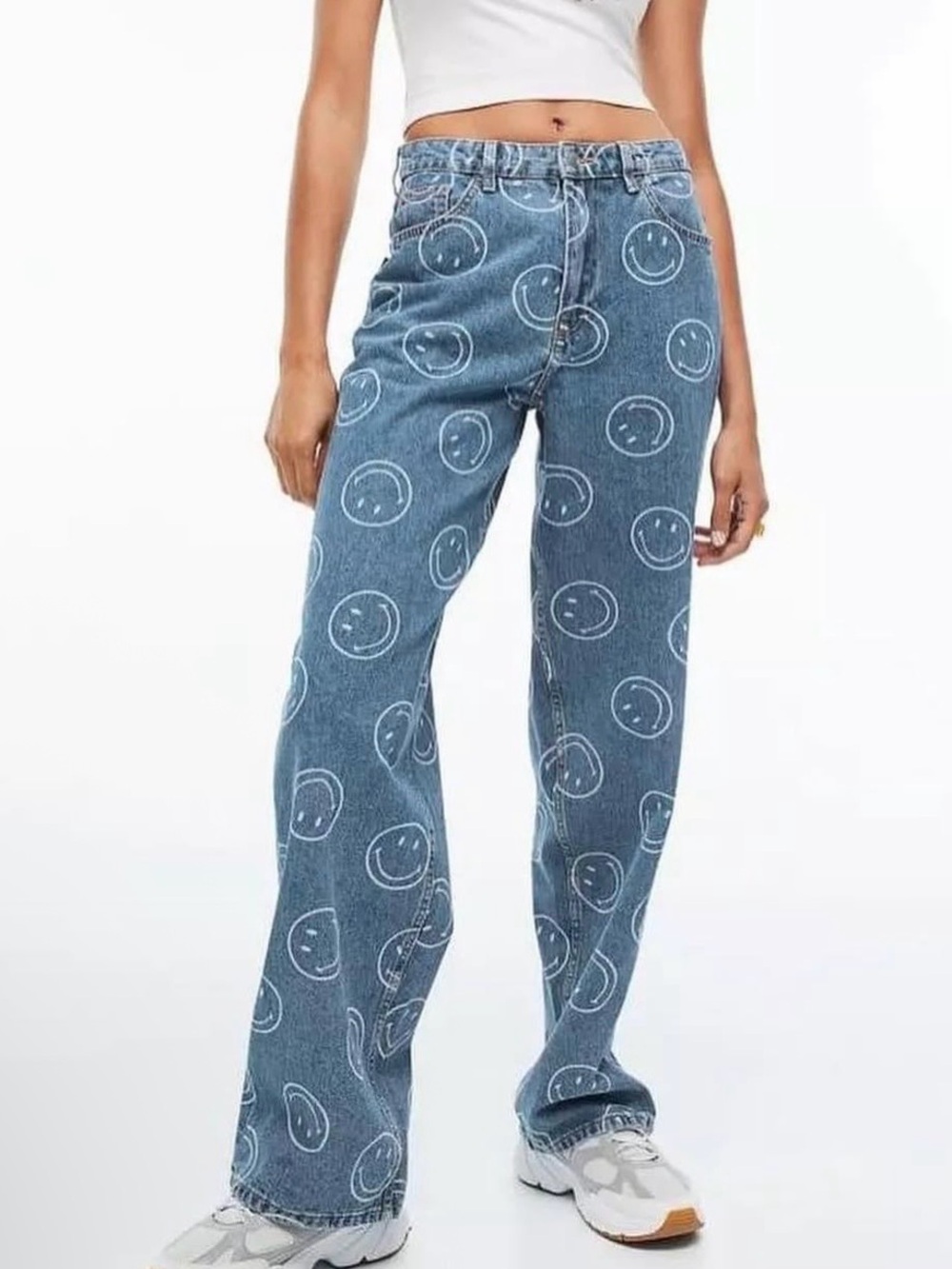 Smiley x H&M High Rise Wide Leg Smiley Face Jeans Size 6 (28-29)